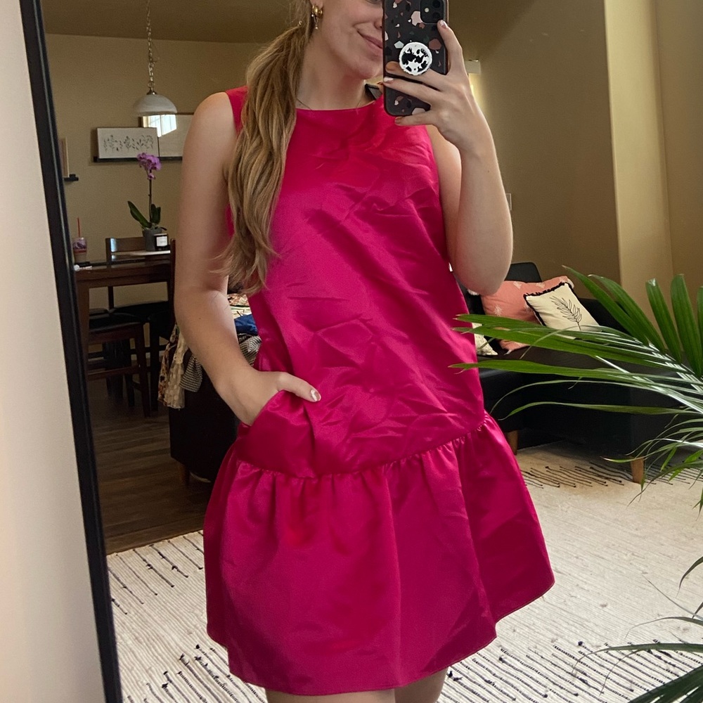 Hot pink mini dress with pockets cece by Cynthia steffe